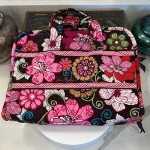 Vera Bradley Quilted Pink/Green/Brown Travel/Cosmetics Case - VGUC